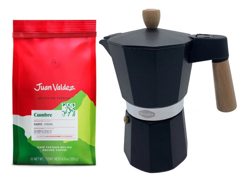  Cafetera Italiana 9 T + Café Juan Valdez 250 Gr Variedades