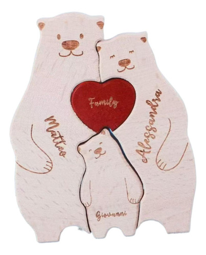 Familia De, Rompecabezas De Arte De Madera, Regalo De 3