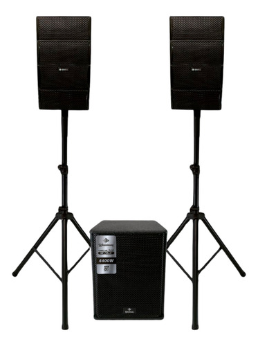 Caixa Som Sub 12 Pol + 2 Torre Satélite 1100w Mp3 Bluetooth Cor Preto 115/230v