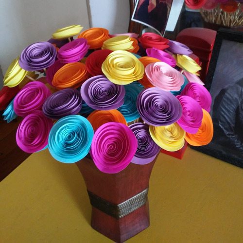 Flores De Papel Con Tallo Sin Hojas 100 Unidades