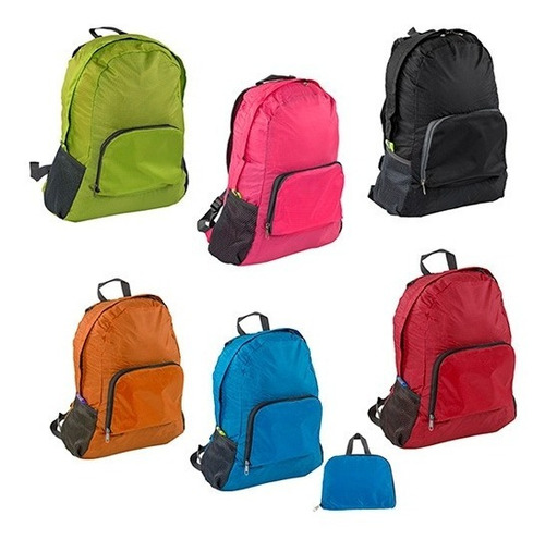 Mochila De 2 Compartimentos Con Cierre Y Bolsillos Laterales De Red Color Rojo