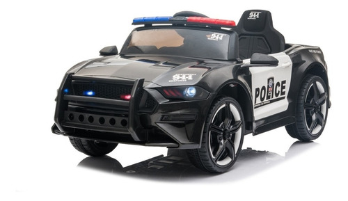 Carrinho Infantil Motorizado Brinquedo Elétrico Policia Mini Cor Preto e branco