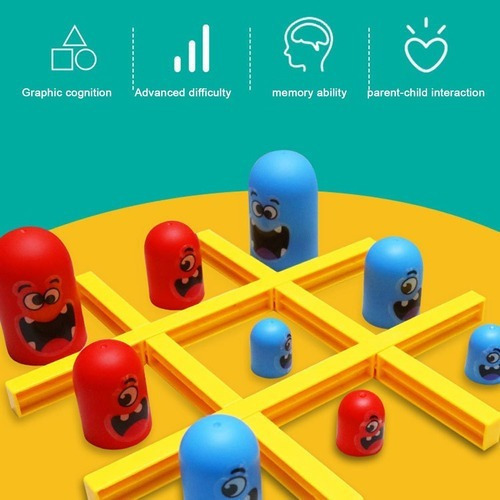 Juego De Tres En Raya Big Eat Small De BUULOO, 2 Jugadores, Con 18 Piezas De 3 Tamaños, Plástico Resistente, Regalo Educativo Para Niños