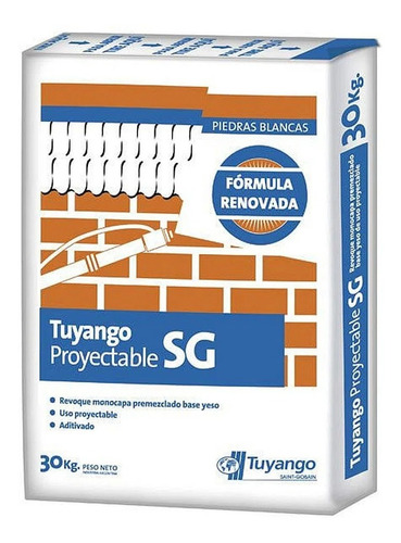 Proyectable Yeso Tuyango Sg 30 Kg Proyectar Materiales