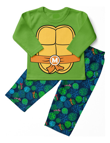 Pijama Polar Tortugas Ninja Mike Miguel Angel Premium