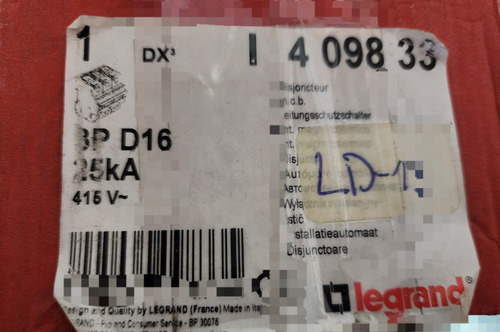 Interruptor Automatico 3p 16a Curva D 25ka 409833 Legrand