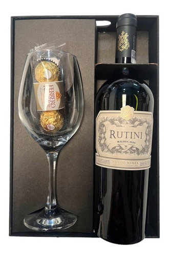 Kit Vino Rutini Malbec + Copa + Chocolates - Perez Tienda -