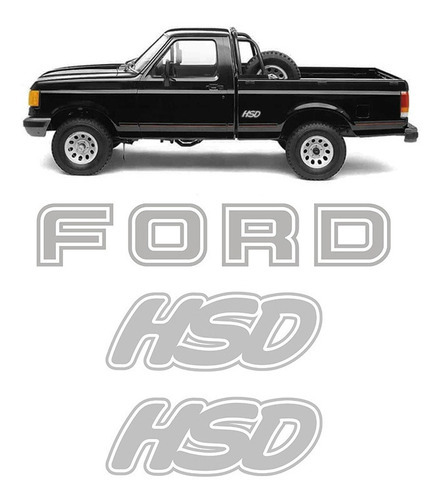 Kit Adesivos Ford Hsd F-1000 1993/1995 Emblemas Prata/preto Cor Cinza