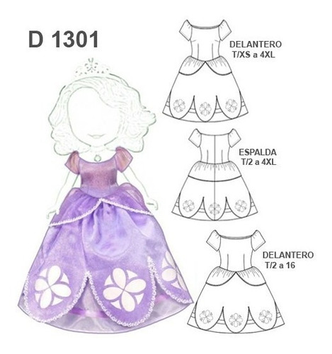 ( Moldes De Ropa)  Disfraz Princesa De Cuento 1301