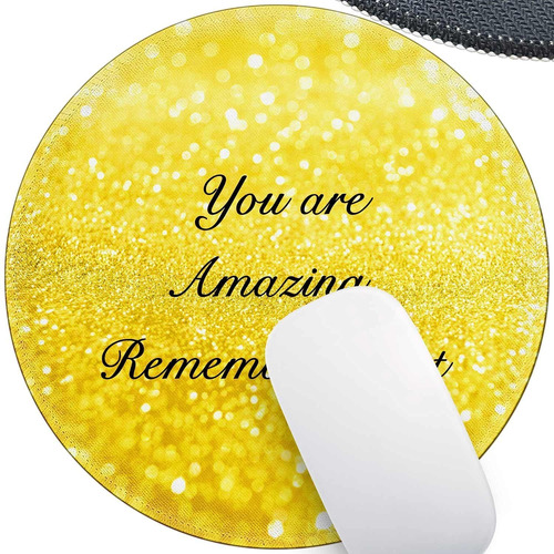 Mouse Pad Amarillo Glitter Bordes Cosidos Impermeable