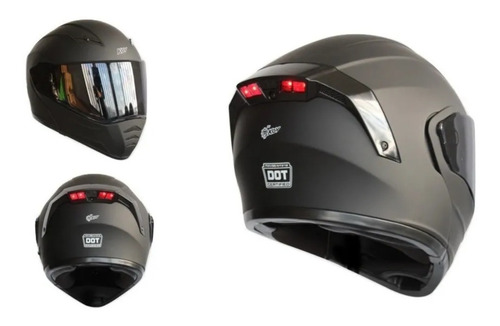 Casco Kov Estelar Abatible Luz Led Con Gafas Certificado Dot