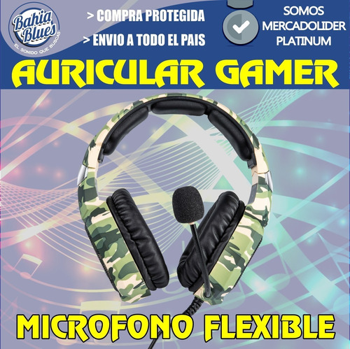 Auricular Gamer Pc Ps4 Xbox Gaming Con Microfono Led Cuotas