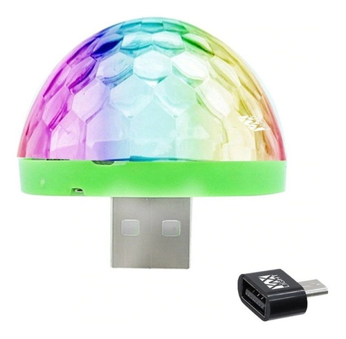 Luz Led Rgb Audiorítmica Bola Boliche Dj Usb Otg V8 P/ Celu 