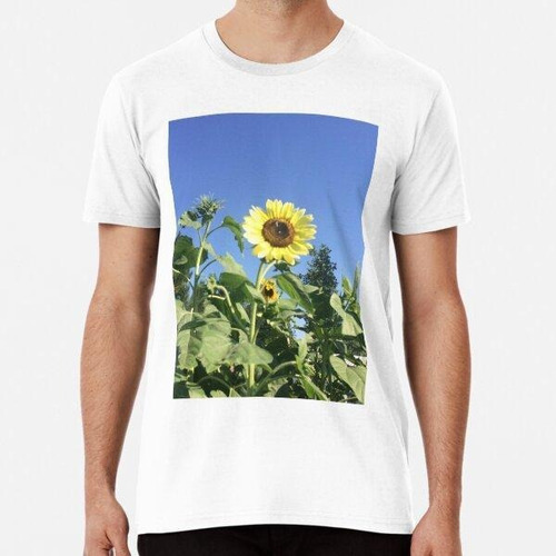 Remera Yellow Sunflower With A Blue Blue Sky Above Algodon P