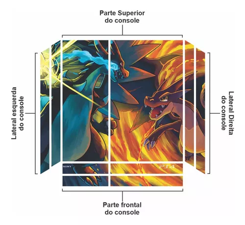 Skin para PS4 Fat Pokémon Mega Evolução Charizard X e Y - Império da  Impressão