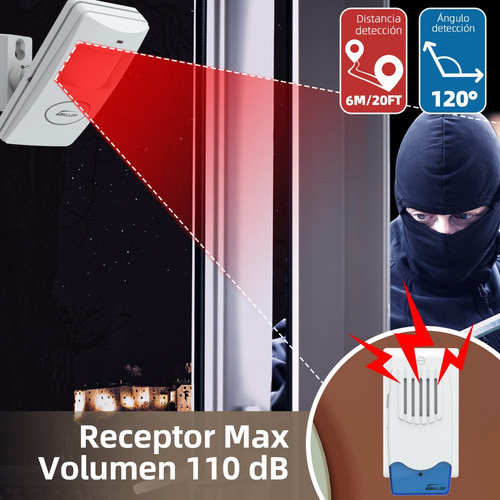 Alarme De Sensor De Movimento Sem Fio 120db Doorchime Com Lu