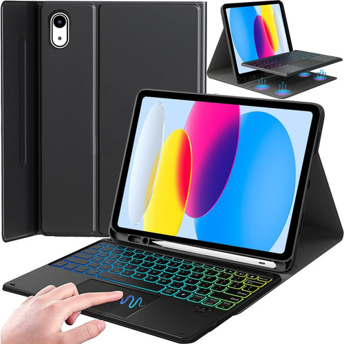 Capa + Teclado Touch Iluminado + Mouse Para iPad 10