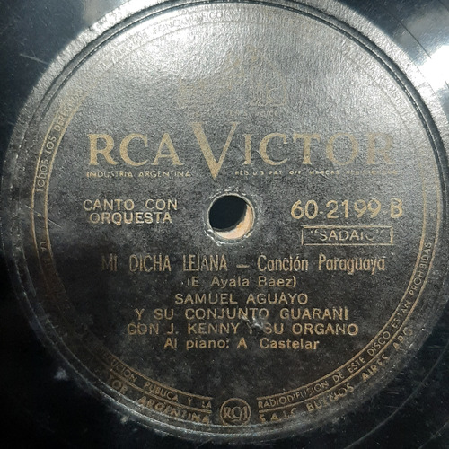 Pasta Samuel Aguayo Conj Guarani A Castelar Rca Victor C547