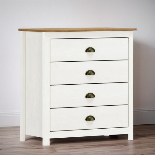 Cômoda 4 Gavetas Em Madeira Linha Topázio Cor Branco/carvalho