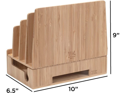 Charging Station Stand Combo With Bamboo Drawer; Extra Stora