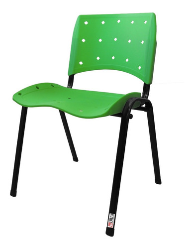 Kit 5 Cadeira Plástica Empilhável Verde Base Preta