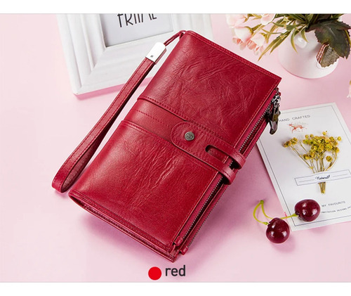 Contacts Cartera Cuero Genuino Mujer Billetera Demano Larga