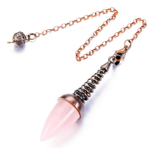 Top Plaza Rose Quartz Crystal Pendulum For Divination Gem...