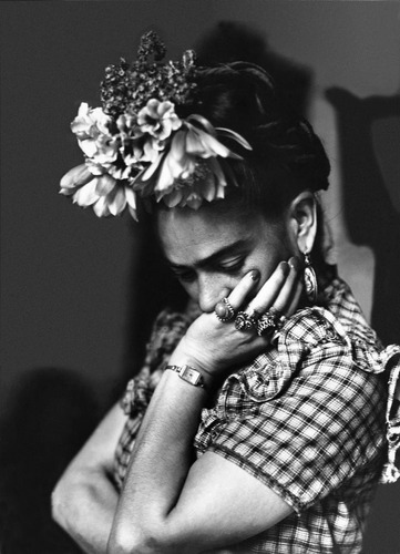 Cuadro Canvas Frida Kahlo Pensativa Reflexion Black White