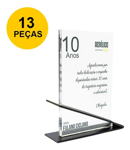 Placa De Homenagem Empresa Evento - Kit 13 Peças