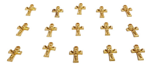 Separador Cruz 1.5cm Chapa De Oro 18k 15 Piezas Bisutería