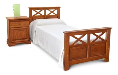 Cama Clásica Patria Monterrey 1 Plaza Color Caoba Fabricada En Madera