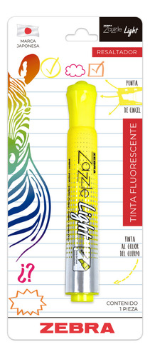 Zebra Resaltador Fluorescente Zazzle Light Blíster 1 Pieza Amarillo