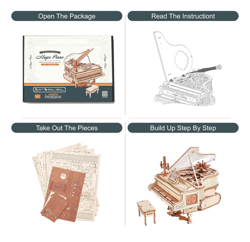 Kits De Maquetas De Piano Mágico De Madera Para Rompecabezas