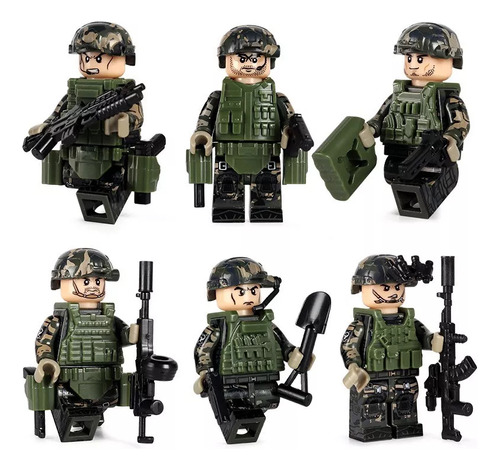 Niños Ejército Militar 6 Soldados Tropas Armas De Juguete