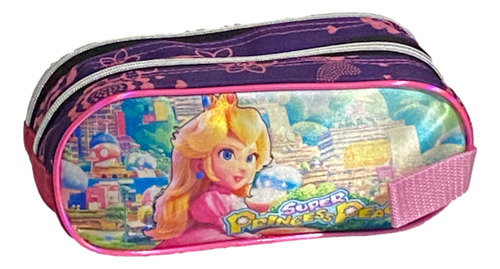 Lapicera Princesa Peach Escolar Con Doble Cierre Resistente