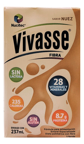 Vivasse Sabor Nuez Con Fibra Pack 30 Pzas. Dieta Polimérica