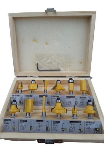 Conjunto de 12 fresas 1/4 Tupi Wood Router Cutter