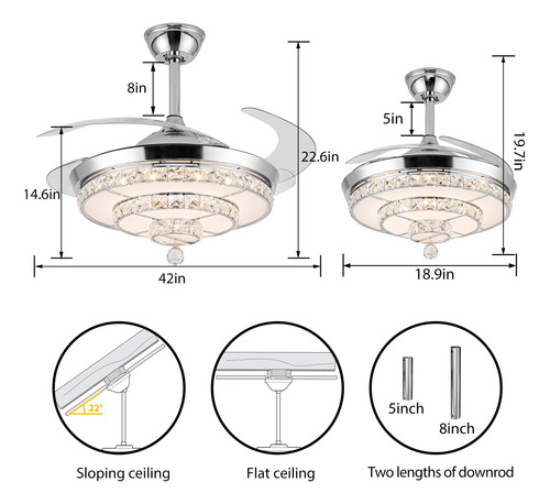 Panghuhu88 Candelabro De Techo Invisible De 42 Pulgadas Con