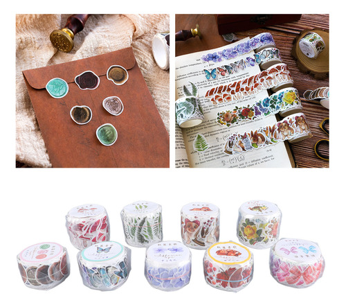 Juego De 9 Rollos De Cinta Adhesiva Decorativa Con Estampado