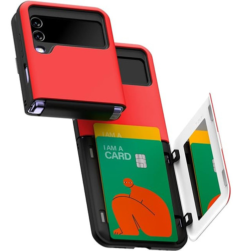 Funda Para Samsung Z Flip 4/3 Con Billetera Rojo