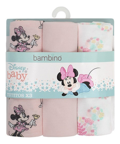 3 Tutos Suavecitos Rosado Minnie Disney Bambino Baby Shower 