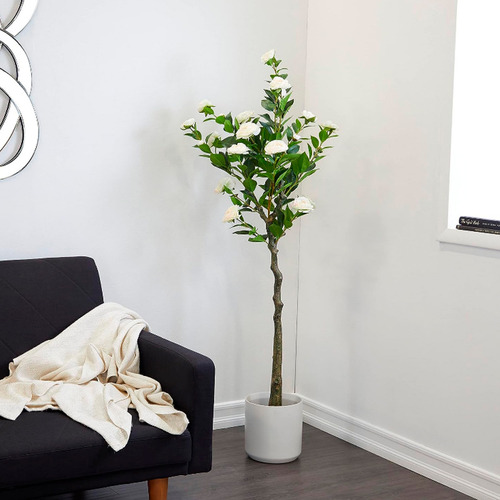 Arbol Artificial Planta Flor Camelias C/flores 1.5m+maceta