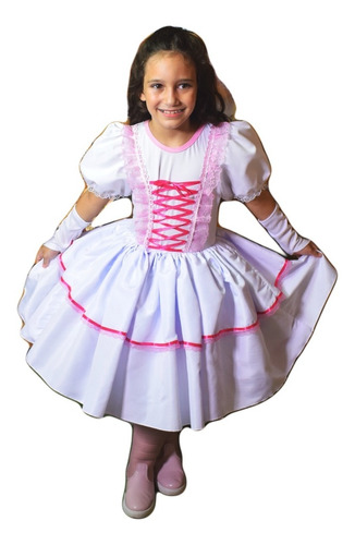 Vestido De Noiva Caipira Festa Junina Infantil + Véu + Luva