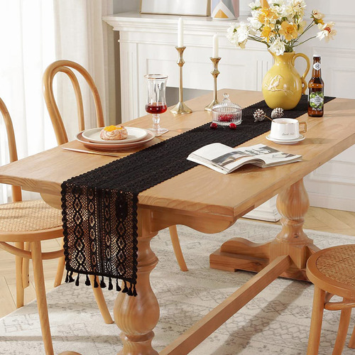 Mantel Table Runner Tejido A Ganchillo, Encaje Y Algodón Mez