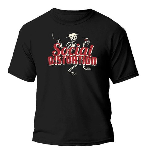 Remera Social Distortion Calavera Banda Algodón Premium