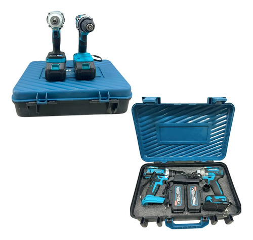 Kit Llave Impacto + Taladro Atornillador 2 Baterias 68v