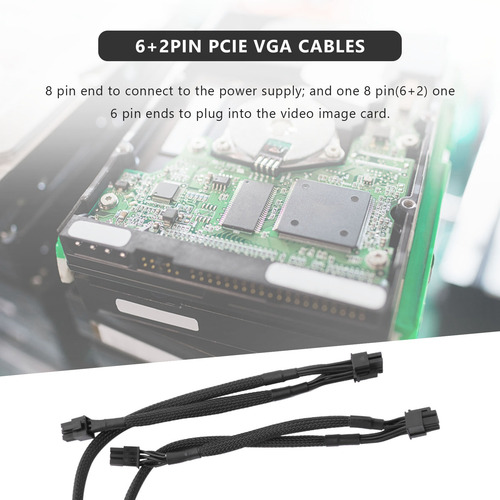 Cable De Fuente De Alimentación Pcie Vga Dual De 8 Pines Y 6