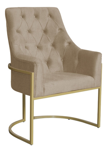 Poltrona Decorativa Vick Base Dourada Suede Capuccino
