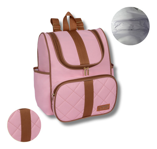 Mochila Iantil Escolar Grande Paris Reforçada Cor Rosa Desenho Do Tecido Lisa