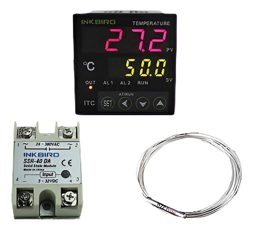 12v 24v Digital Pid Temperatura Controlador 40 Ssr + Pt100 T